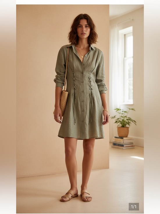 The Kooples Dresses & Skirts - The Kooples Olive Green Lace-Up Mini Dress
